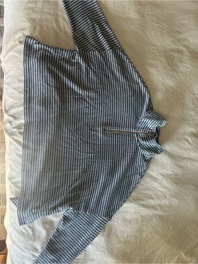 Striped Blue and White Half-Zip womens S Shirt